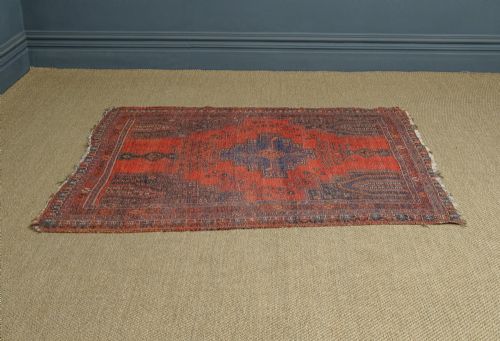 ANTIQUE VICTORIAN 6FT BY 5FT PERSIAN ISLAMIC TRIBAL WOOL RED BLUE FLOOR RUG CIRCA 1900 - ADDITIONAL PHOTO 9