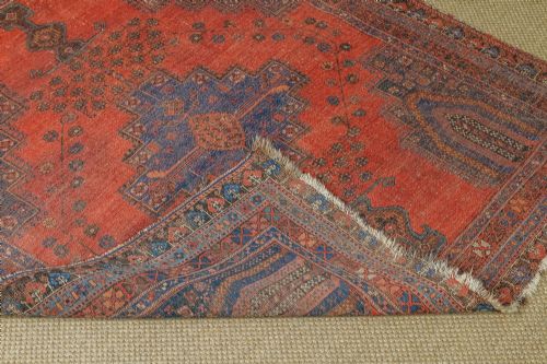 ANTIQUE VICTORIAN 6FT BY 5FT PERSIAN ISLAMIC TRIBAL WOOL RED BLUE FLOOR RUG CIRCA 1900 - ADDITIONAL PHOTO 11