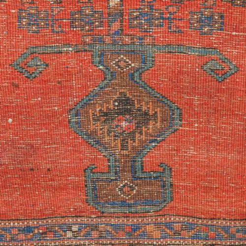 ANTIQUE VICTORIAN 6FT BY 5FT PERSIAN ISLAMIC TRIBAL WOOL RED BLUE FLOOR RUG CIRCA 1900 - ADDITIONAL PHOTO 17