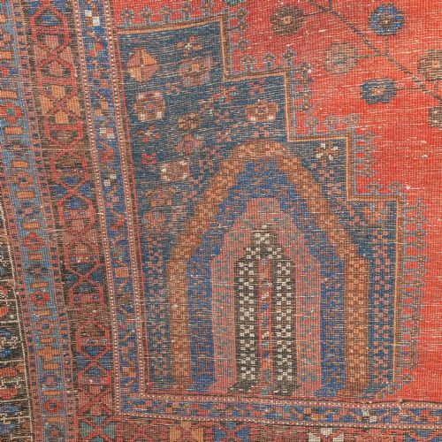 ANTIQUE VICTORIAN 6FT BY 5FT PERSIAN ISLAMIC TRIBAL WOOL RED BLUE FLOOR RUG CIRCA 1900 - ADDITIONAL PHOTO 18