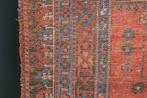 ANTIQUE VICTORIAN 6FT BY 5FT PERSIAN ISLAMIC TRIBAL WOOL RED BLUE FLOOR RUG CIRCA 1900 - ADDITIONAL PHOTO 19
