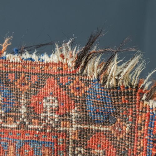 ANTIQUE VICTORIAN 6FT BY 5FT PERSIAN ISLAMIC TRIBAL WOOL RED BLUE FLOOR RUG CIRCA 1900 - ADDITIONAL PHOTO 22