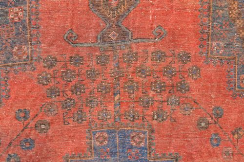 ANTIQUE VICTORIAN 6FT BY 5FT PERSIAN ISLAMIC TRIBAL WOOL RED BLUE FLOOR RUG CIRCA 1900 - ADDITIONAL PHOTO 23