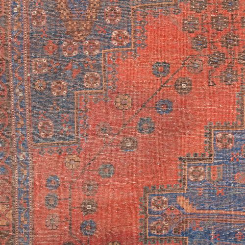 ANTIQUE VICTORIAN 6FT BY 5FT PERSIAN ISLAMIC TRIBAL WOOL RED BLUE FLOOR RUG CIRCA 1900 - ADDITIONAL PHOTO 25