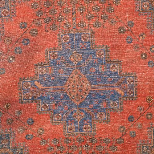 ANTIQUE VICTORIAN 6FT BY 5FT PERSIAN ISLAMIC TRIBAL WOOL RED BLUE FLOOR RUG CIRCA 1900 - ADDITIONAL PHOTO 26