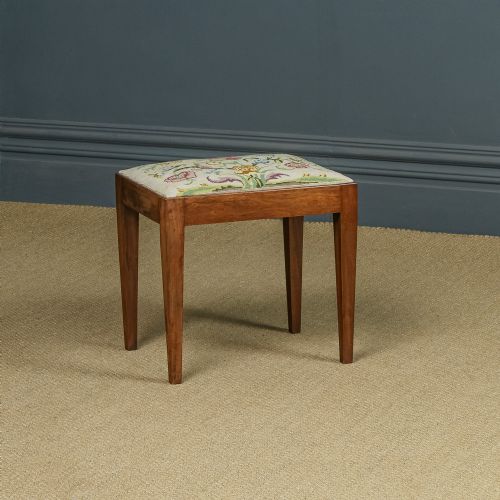 Antique English Georgian Mahogany Upholstered Dressing / Piano / Foot Needlepoint Stool (Circa 1820)