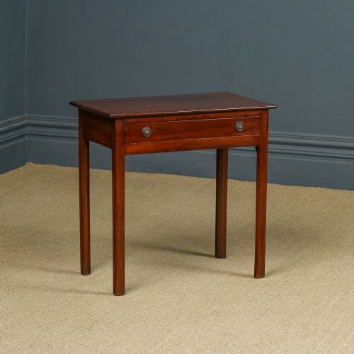 fig 1. Antique English Georgian Mahogany Occasional / Hall Side Table with Single Drawer (Circa 1820)