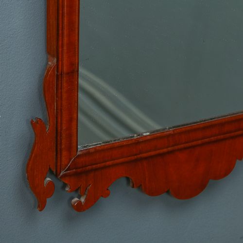 fig 3. Antique English Georgian Chippendale Design Red Walnut Hanging Portrait Wall Mirror (Circa 1790)