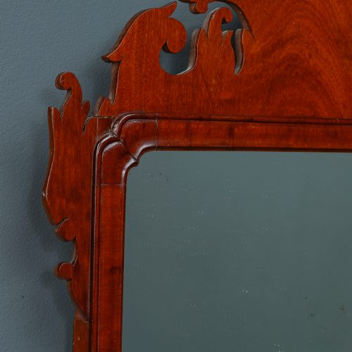 fig 5. Antique English Georgian Chippendale Design Red Walnut Hanging Portrait Wall Mirror (Circa 1790)