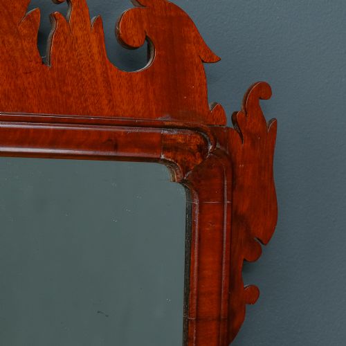fig 6. Antique English Georgian Chippendale Design Red Walnut Hanging Portrait Wall Mirror (Circa 1790)