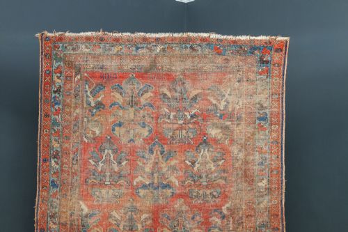 fig 1. Antique Victorian 5ft 7” by 4ft 8” Afghanistan Islamic Turkmen Tribal Wool Red & Blue Floor Rug (Circa 1900)