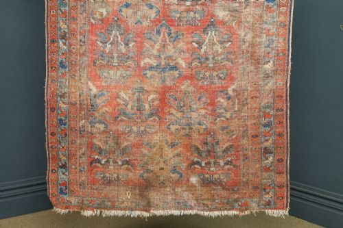 fig 2. Antique Victorian 5ft 7” by 4ft 8” Afghanistan Islamic Turkmen Tribal Wool Red & Blue Floor Rug (Circa 1900)