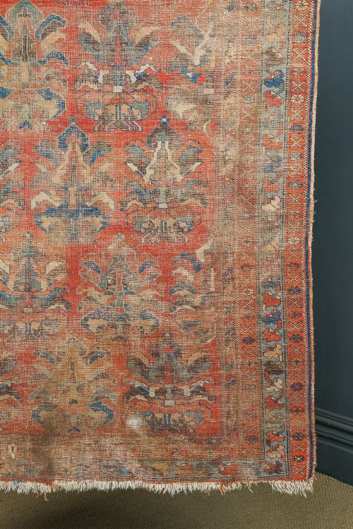 fig 6. Antique Victorian 5ft 7” by 4ft 8” Afghanistan Islamic Turkmen Tribal Wool Red & Blue Floor Rug (Circa 1900)