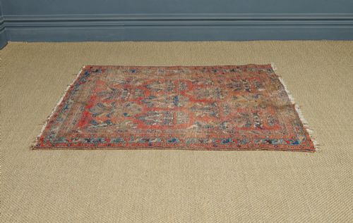 fig 7. Antique Victorian 5ft 7” by 4ft 8” Afghanistan Islamic Turkmen Tribal Wool Red & Blue Floor Rug (Circa 1900)