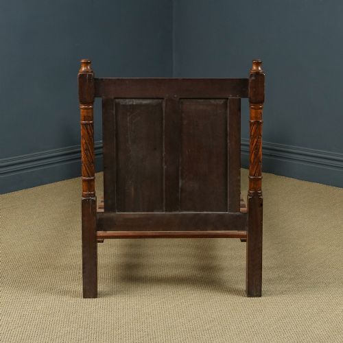 fig 2. Antique English Victorian Arts & Crafts Pair of Carved Oak 3ft Single Beds (Circa 1890)