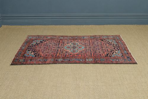 ANTIQUE EDWARDIAN 6FT 6 BY 4FT 4 PERSIAN HERIZ WOOL RED BLUE FLOOR RUG CIRCA 1910 - ADDITIONAL PHOTO 7