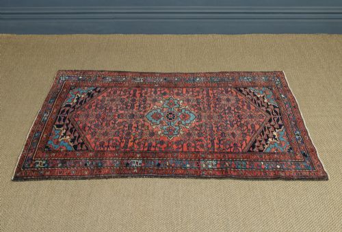 ANTIQUE EDWARDIAN 6FT 6 BY 4FT 4 PERSIAN HERIZ WOOL RED BLUE FLOOR RUG CIRCA 1910 - ADDITIONAL PHOTO 8