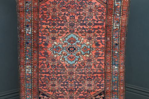 ANTIQUE EDWARDIAN 6FT 6 BY 4FT 4 PERSIAN HERIZ WOOL RED BLUE FLOOR RUG CIRCA 1910 - ADDITIONAL PHOTO 13