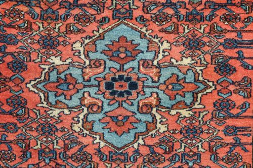 ANTIQUE EDWARDIAN 6FT 6 BY 4FT 4 PERSIAN HERIZ WOOL RED BLUE FLOOR RUG CIRCA 1910 - ADDITIONAL PHOTO 14