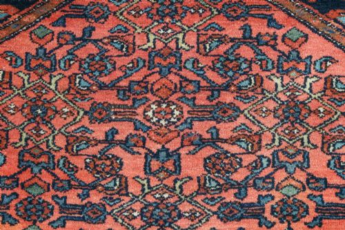 ANTIQUE EDWARDIAN 6FT 6 BY 4FT 4 PERSIAN HERIZ WOOL RED BLUE FLOOR RUG CIRCA 1910 - ADDITIONAL PHOTO 16