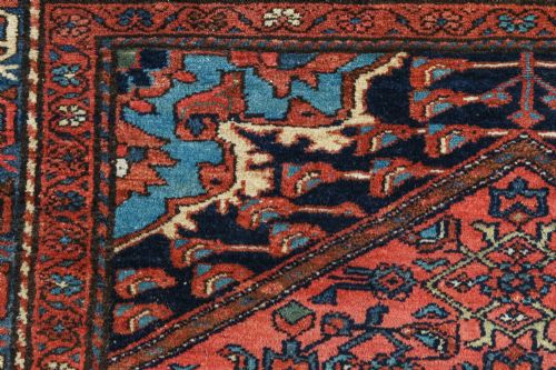 ANTIQUE EDWARDIAN 6FT 6 BY 4FT 4 PERSIAN HERIZ WOOL RED BLUE FLOOR RUG CIRCA 1910 - ADDITIONAL PHOTO 17