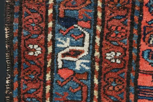 ANTIQUE EDWARDIAN 6FT 6 BY 4FT 4 PERSIAN HERIZ WOOL RED BLUE FLOOR RUG CIRCA 1910 - ADDITIONAL PHOTO 18