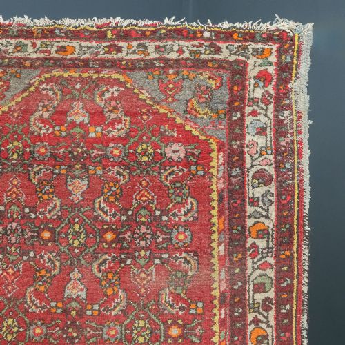 fig 4. Antique Victorian 5ft by 3ft 2” Persian Heriz Wool Red Orange Yellow Brown Floor Rug (Circa 1890)