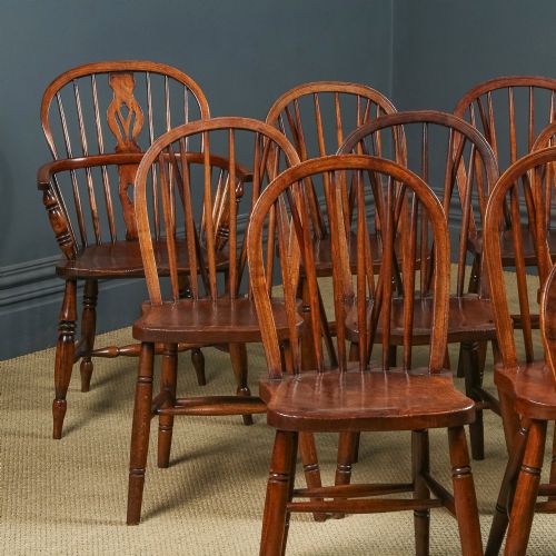ANTIQUE SET OF 12 TWELVE VICTORIAN ASH ELM WINDSOR STICK HOOP BACK KITCHEN DINING CHAIRS CIRCA 1870 1930 - ADDITIONAL PHOTO 1