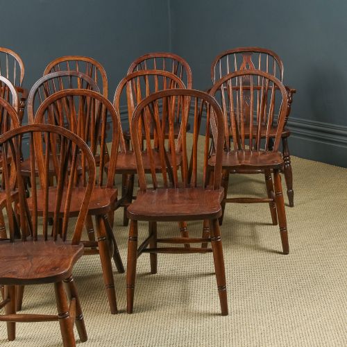 ANTIQUE SET OF 12 TWELVE VICTORIAN ASH ELM WINDSOR STICK HOOP BACK KITCHEN DINING CHAIRS CIRCA 1870 1930 - ADDITIONAL PHOTO 3