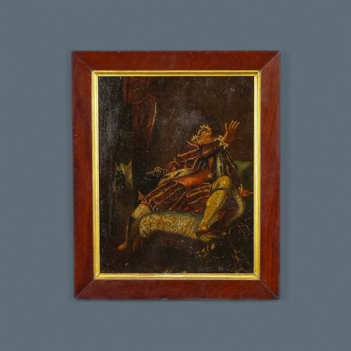 Antique English Georgian Oil Painting Picture of King Richard III Inspired by David Garrick as Richard III Shakespeare Play (Circa 1800)