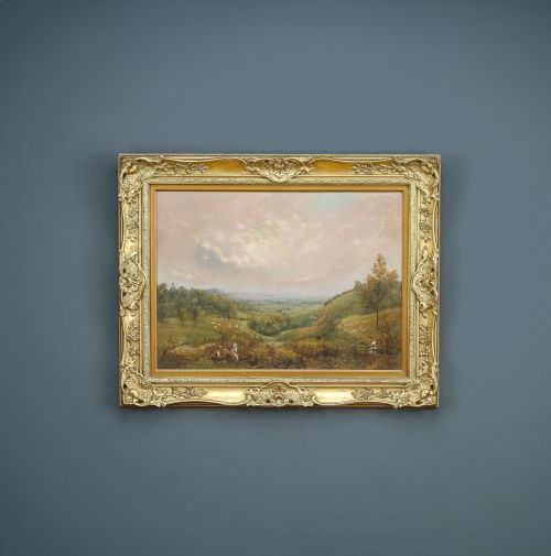 Antique English Edwardian Rural Landscape Oil Painting Picture (Circa 1910)