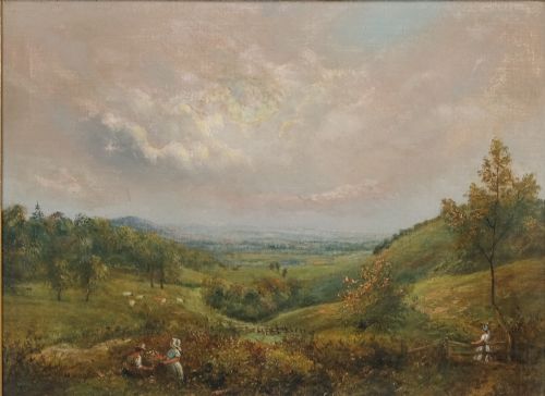 fig 2. Antique English Edwardian Rural Landscape Oil Painting Picture (Circa 1910)
