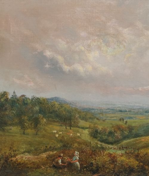 fig 3. Antique English Edwardian Rural Landscape Oil Painting Picture (Circa 1910)