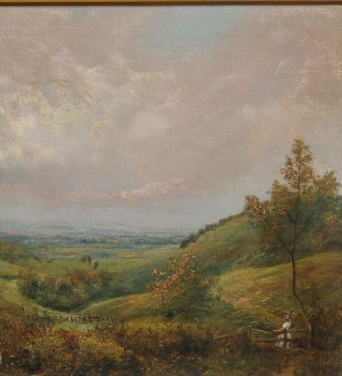 fig 4. Antique English Edwardian Rural Landscape Oil Painting Picture (Circa 1910)