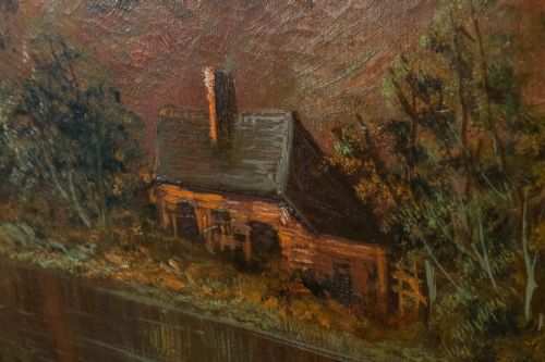 fig 3. Antique Scottish Victorian Highland Loch & Bothy Landscape Oil Painting Picture by F. E. Jamieson (Circa 1900)