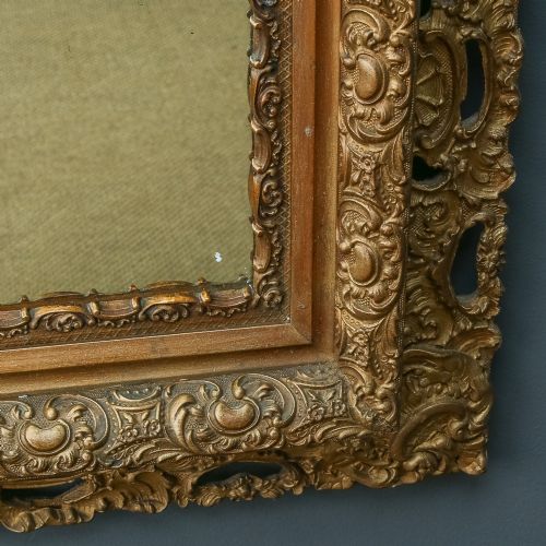 fig 3. Antique Italian Victorian Baroque Rococo Carved Gilt Wood Gesso Wall Portrait Mirror (Circa 1900)