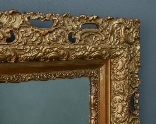 fig 5. Antique Italian Victorian Baroque Rococo Carved Gilt Wood Gesso Wall Portrait Mirror (Circa 1900)