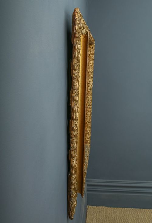 fig 6. Antique Italian Victorian Baroque Rococo Carved Gilt Wood Gesso Wall Portrait Mirror (Circa 1900)