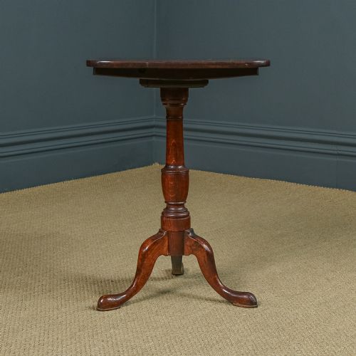 fig 3. Antique English Georgian Oak Square Top Occasional Tripod Table (Circa 1760)