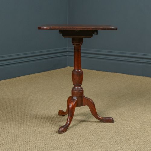 fig 5. Antique English Georgian Oak Square Top Occasional Tripod Table (Circa 1760)
