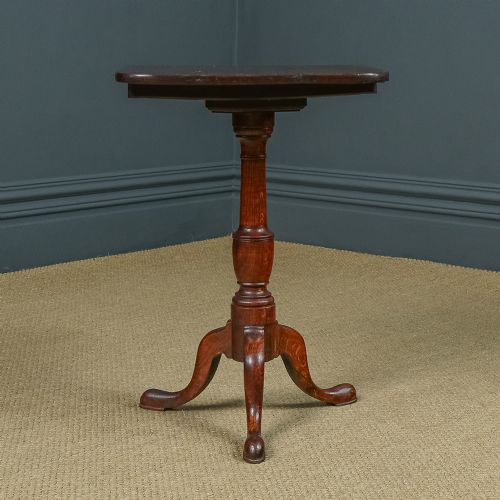fig 6. Antique English Georgian Oak Square Top Occasional Tripod Table (Circa 1760)
