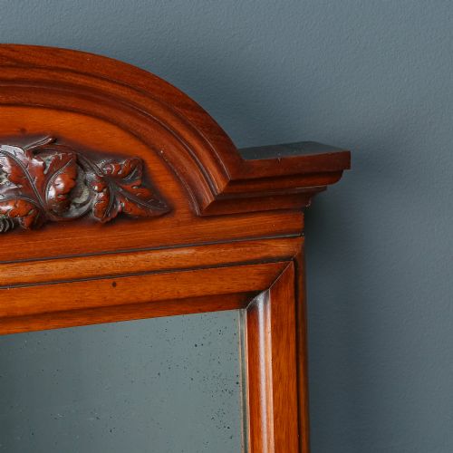 fig 2. Antique English Victorian Mahogany Long Rectangular Wall Hanging Dressing Mirror (Circa 1880)