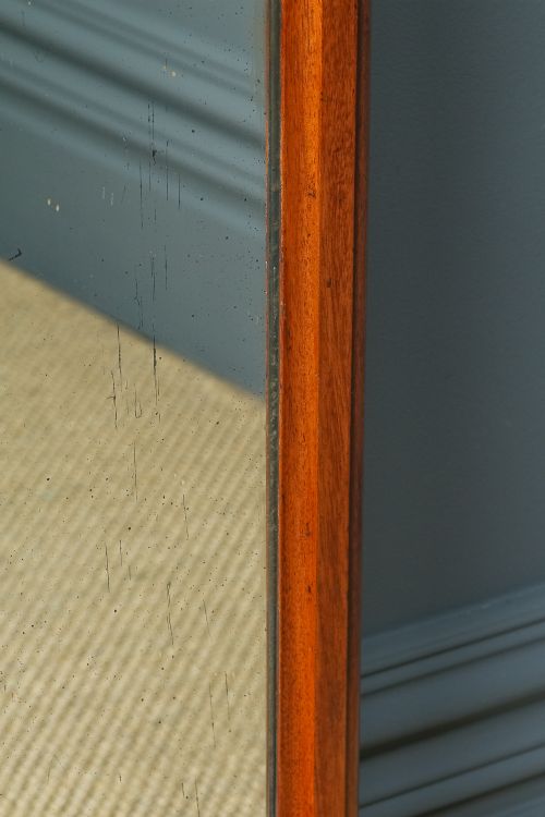 fig 7. Antique English Victorian Mahogany Long Rectangular Wall Hanging Dressing Mirror (Circa 1880)