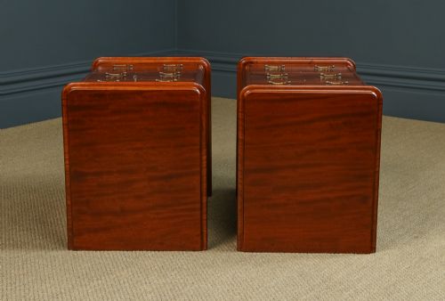 fig 3. Antique English Pair of Victorian Flame Mahogany Bedsides Chests (Circa 1880)