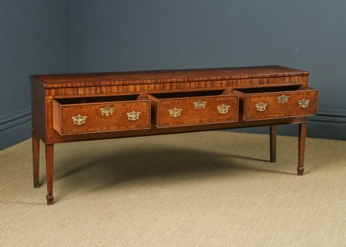 fig 4. Antique English Shropshire Georgian Oak & Mahogany Three Drawer Low Dresser Base Sideboard (Circa 1790)