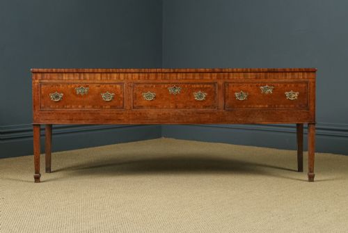 fig 5. Antique English Shropshire Georgian Oak & Mahogany Three Drawer Low Dresser Base Sideboard (Circa 1790)