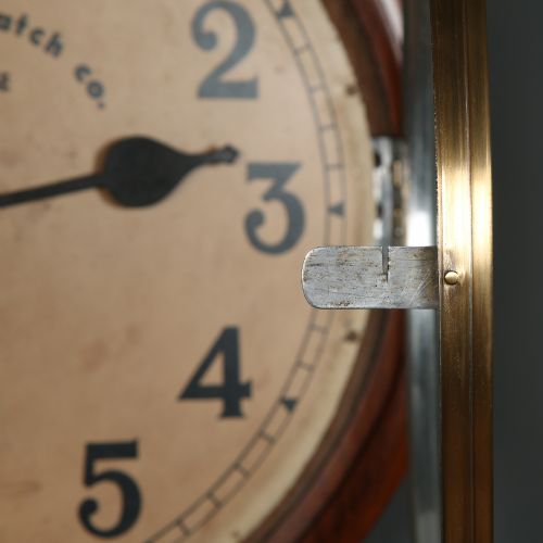 ANTIQUE 15 MAHOGANY ANGLO SWISS CHALLENGE RAILWAY STATION SCHOOL ROUND DIAL KITCHEN WALL CLOCK TIMEPIECE - ADDITIONAL PHOTO 3