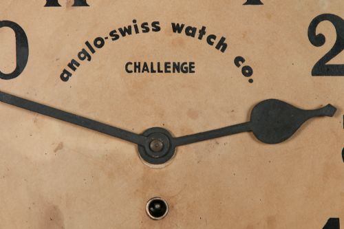 ANTIQUE 15 MAHOGANY ANGLO SWISS CHALLENGE RAILWAY STATION SCHOOL ROUND DIAL KITCHEN WALL CLOCK TIMEPIECE - ADDITIONAL PHOTO 7