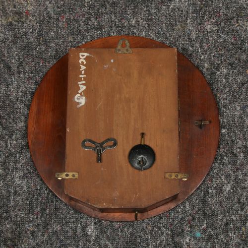 ANTIQUE 15 MAHOGANY ANGLO SWISS CHALLENGE RAILWAY STATION SCHOOL ROUND DIAL KITCHEN WALL CLOCK TIMEPIECE - ADDITIONAL PHOTO 17