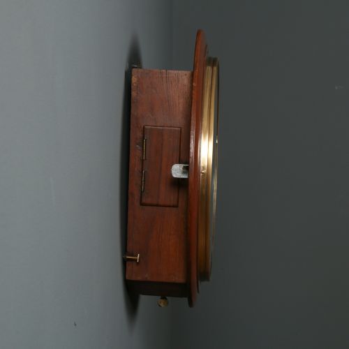ANTIQUE 15 MAHOGANY ANGLO SWISS CHALLENGE RAILWAY STATION SCHOOL ROUND DIAL KITCHEN WALL CLOCK TIMEPIECE - ADDITIONAL PHOTO 23